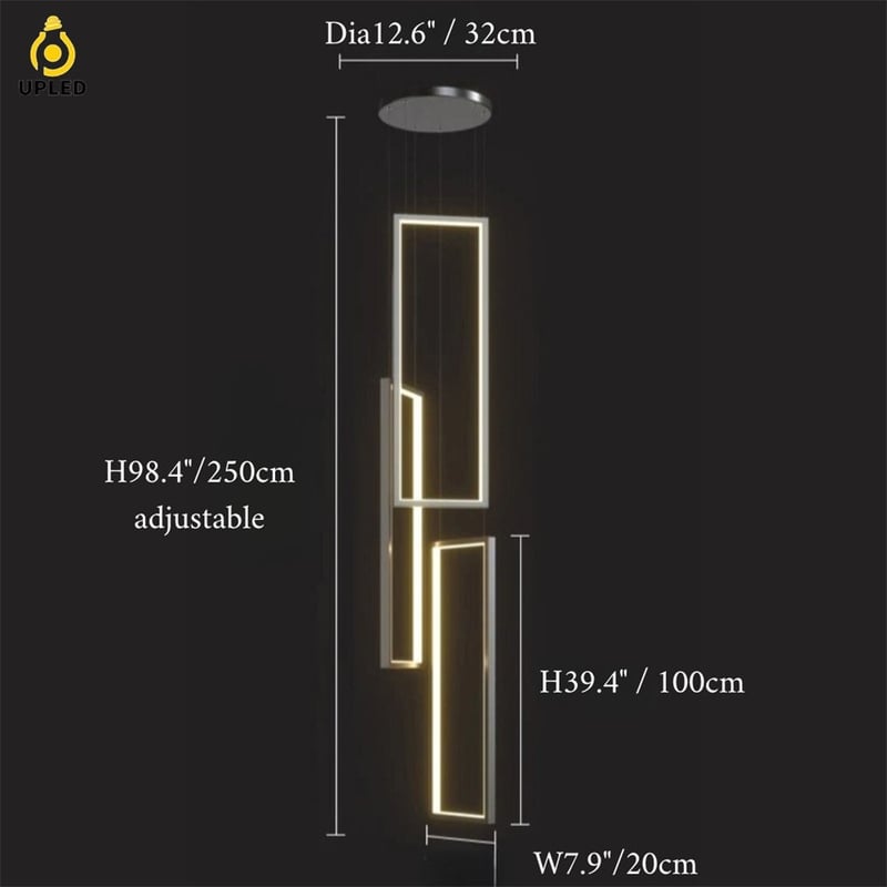 Đèn thả LED khung chữ nhật tối giản bằng nhôm, màu đen hoặc vàng