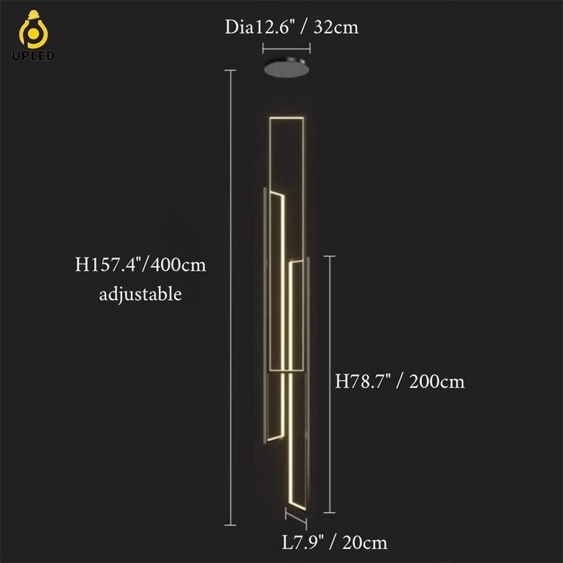 Đèn thả LED khung chữ nhật tối giản bằng nhôm, màu đen hoặc vàng