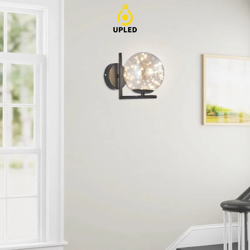 Đèn Treo Tường Trang Trí Phòng Khách Phòng Ngủ Chao Tròn UPLED Sang trọng