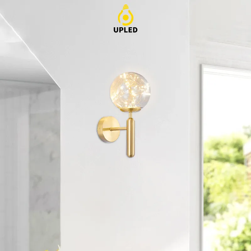 Đèn ngủ Treo Tường chao Tròn UPLED Decor Nội Thất mạ vàng trong nhà Cao Cấp