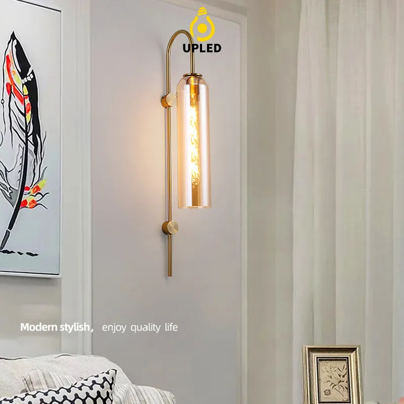 Đèn Treo Tường Trang Trí Phòng Khách Phòng Ngủ UPLED hợp kim mạ đồng hiện đại