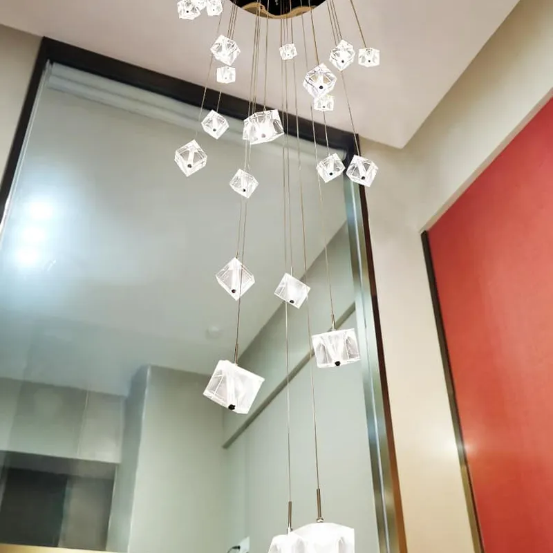 Thả thông tầng kim cương vuông nhẵn pha lê CAO CẤP