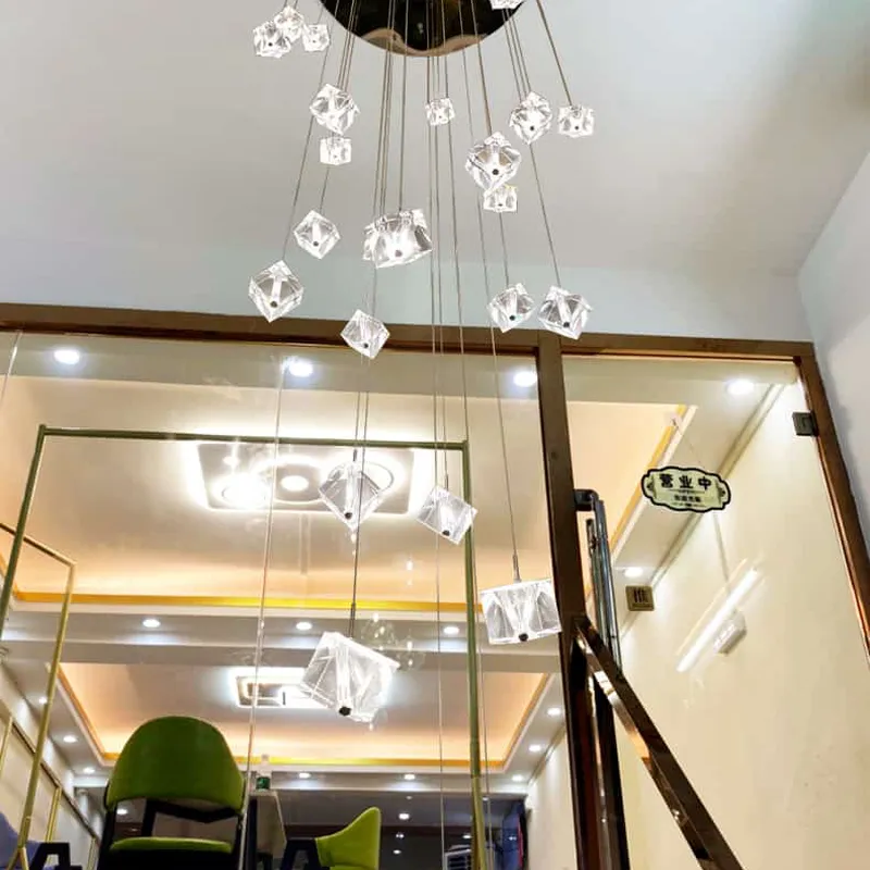 Thả thông tầng kim cương vuông nhẵn pha lê CAO CẤP