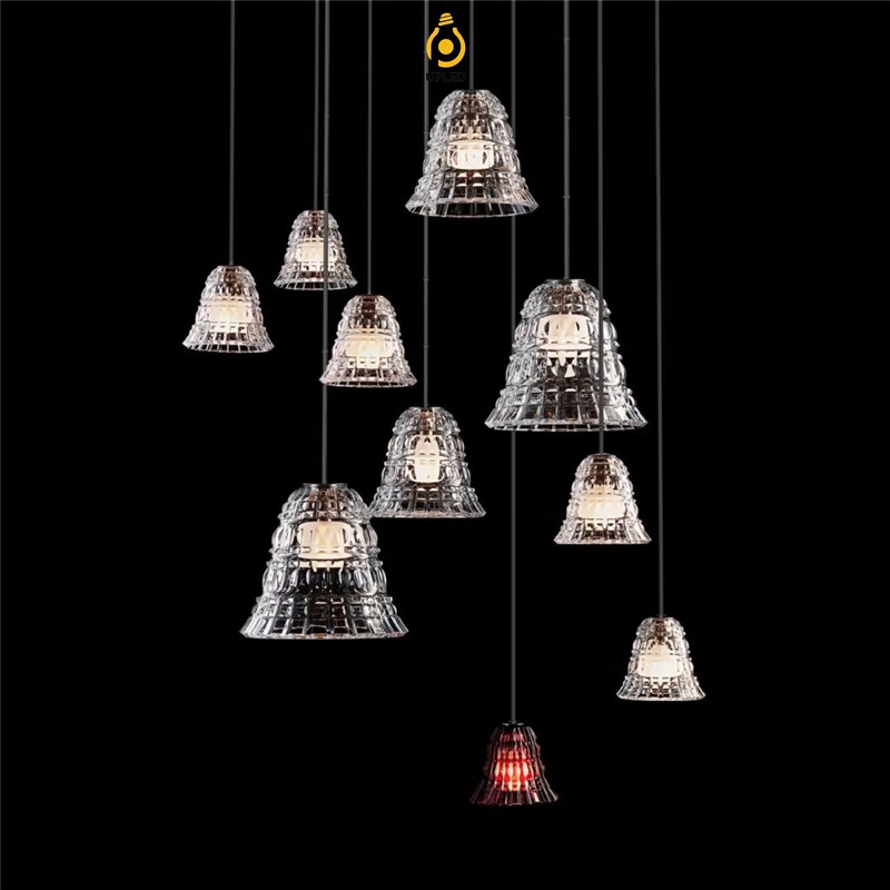 Đèn thả cụm chao pha lê New Antique