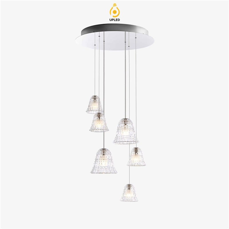 Đèn thả cụm 7 chao pha lê New Antique