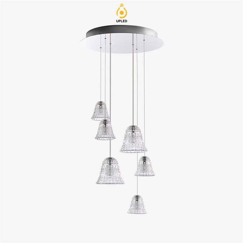 Đèn thả cụm 7 chao pha lê New Antique