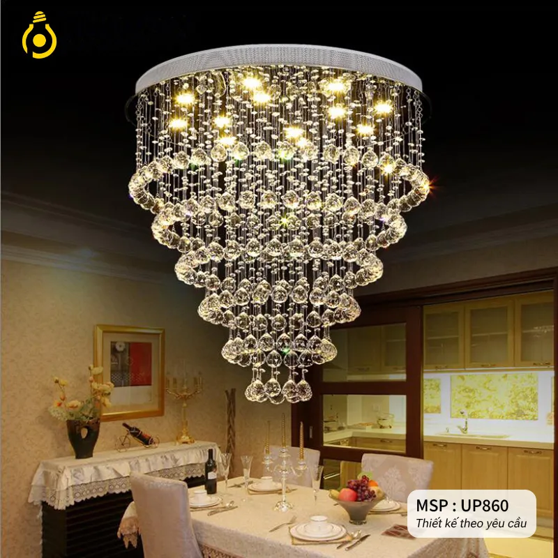 Đèn pha lê, thả pha lê Khách Sạn, Phòng Khách, Cao Cấp thiết kế theo yêu cầu UPLED UP-860