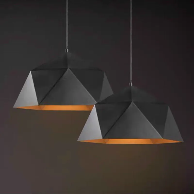 Đèn thả hình lục giác, màu đen lòng vàng
