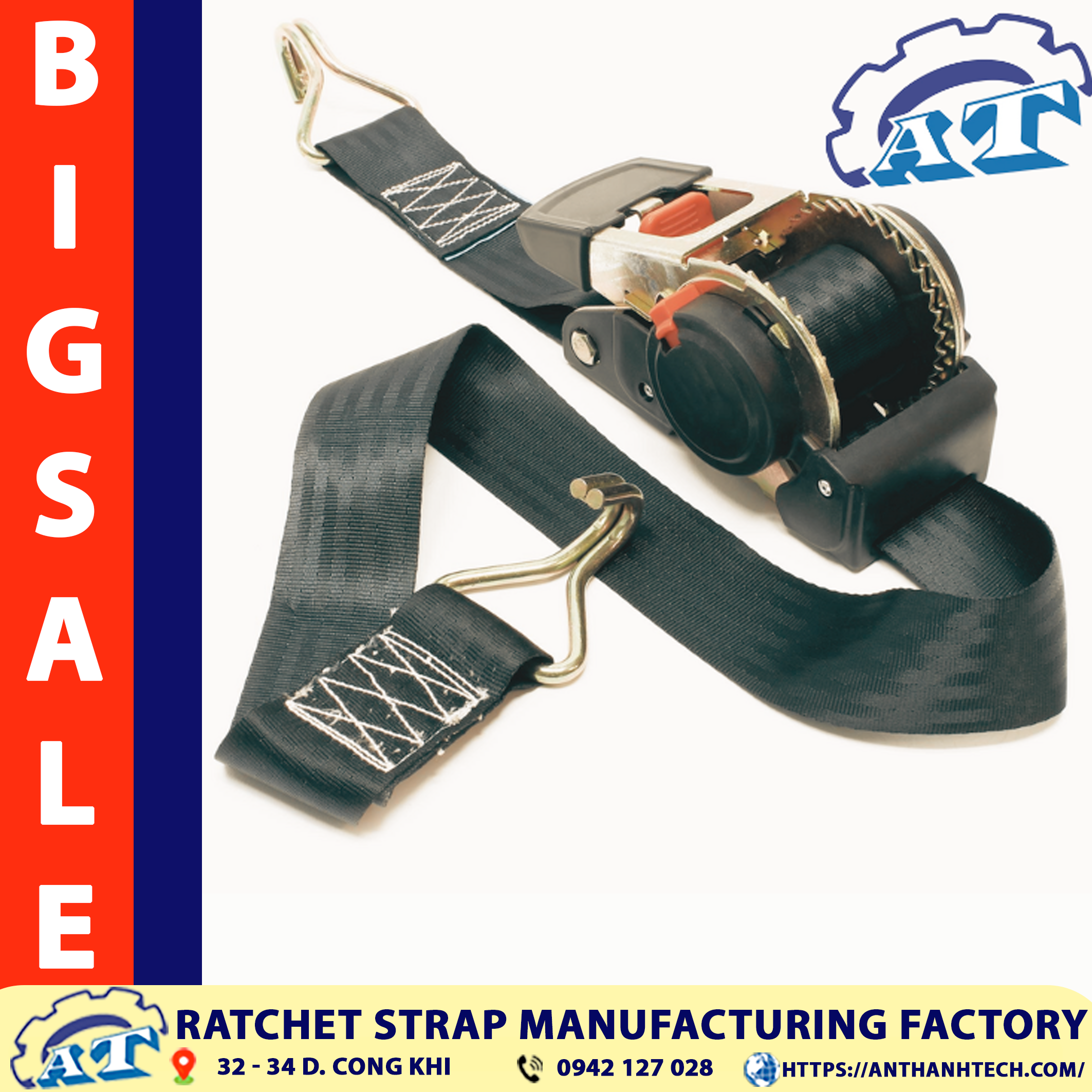 Close-up of the 1-inch ratchet tie down Straps mechanism. Close-up of the 1-inch ratchet tie down Straps mechanism.