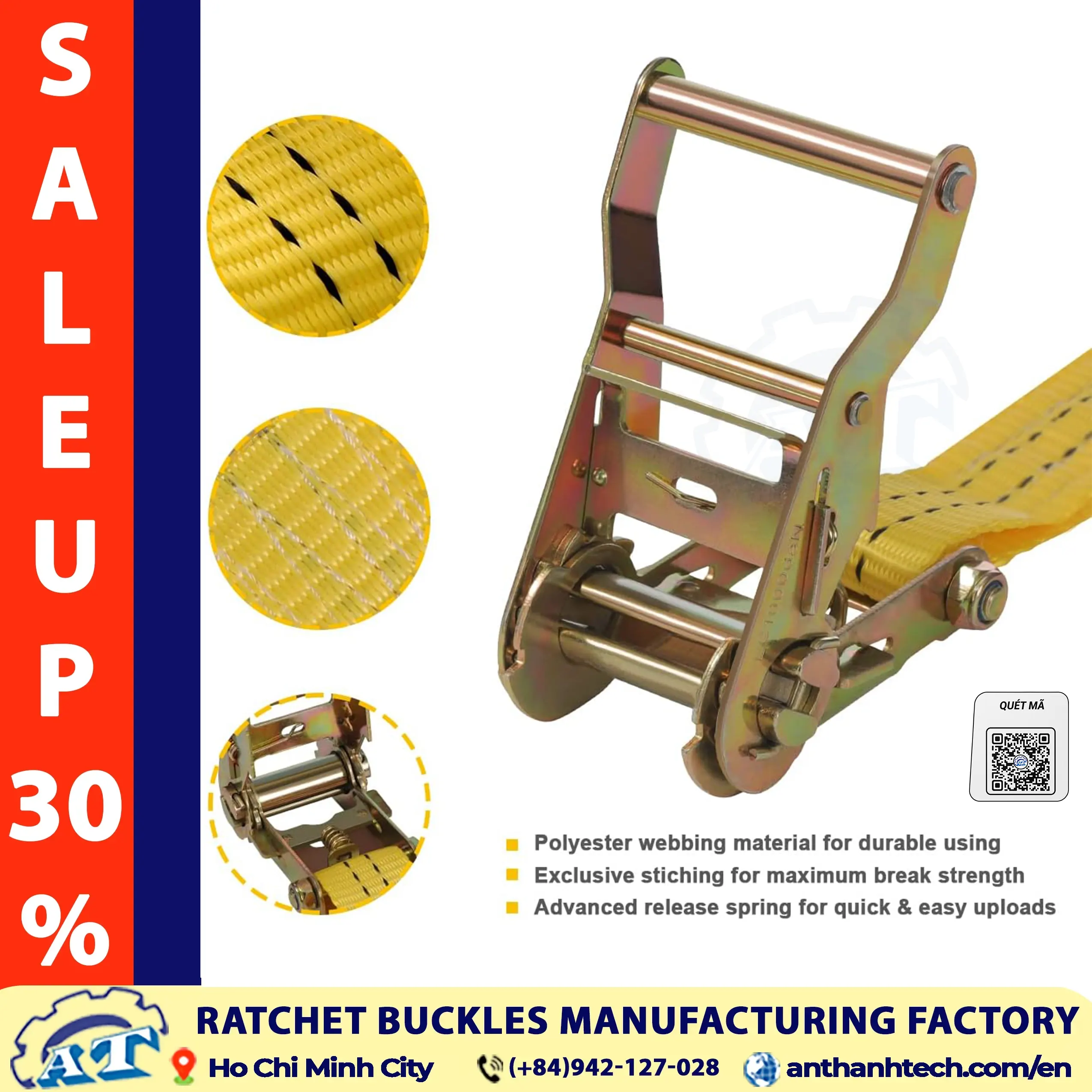 Heavy Duty 1.5 Inch Ratchet Buckle