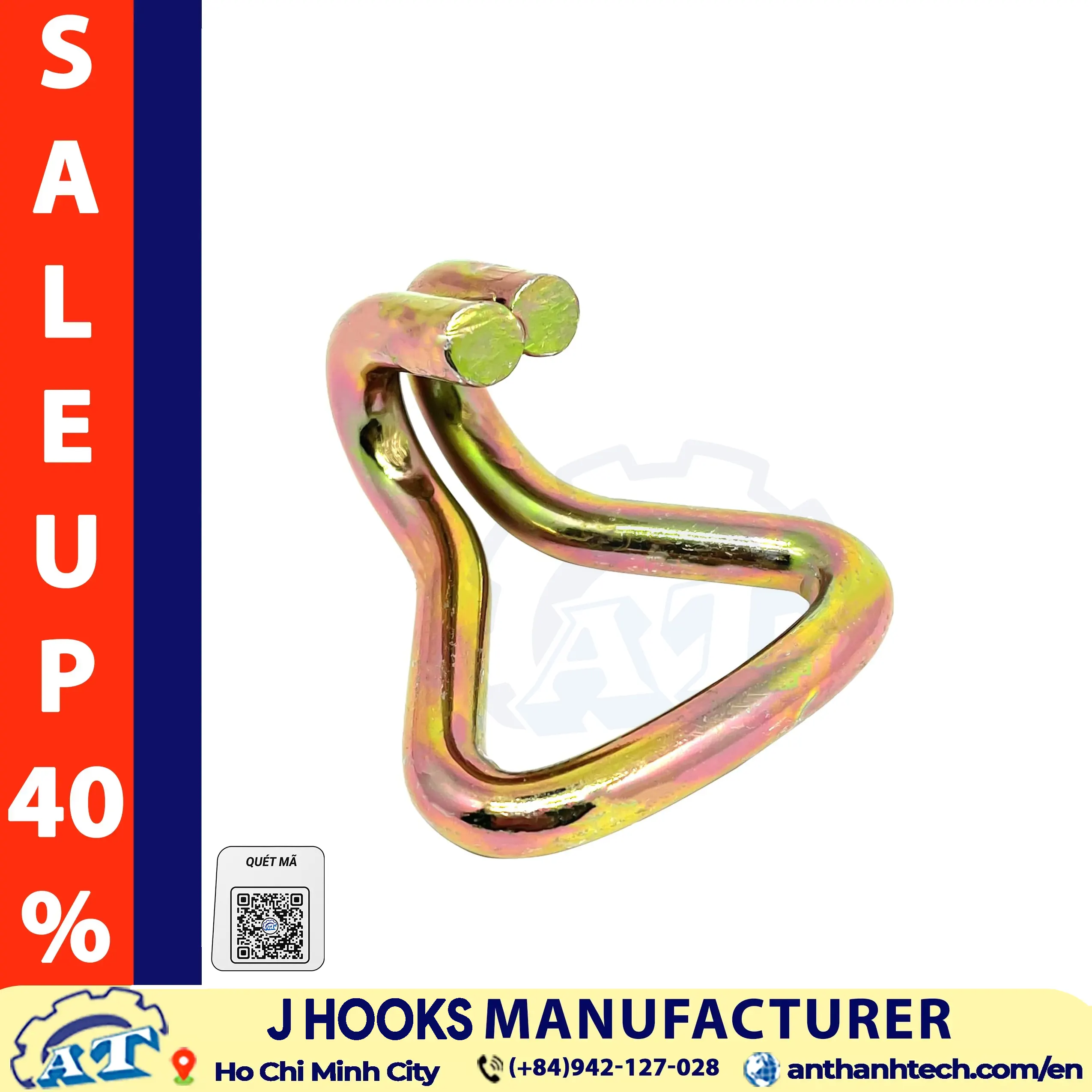 1.5" Wire J-Hook for Cargo Securing & Tie-Down Applications AnThanhTech