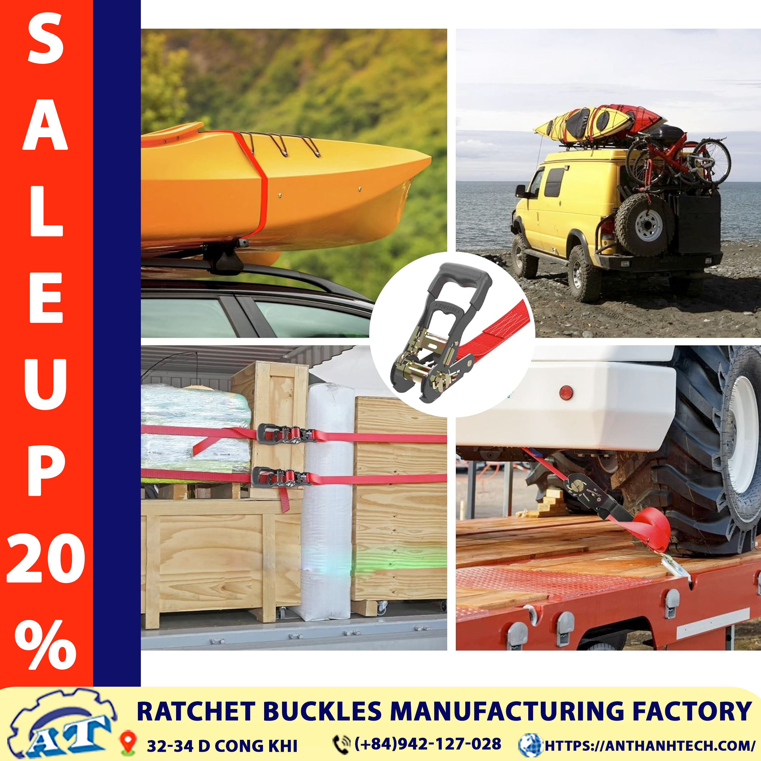 1.5-inch rubber handle ratchet buckle securing cargo globally. 1.5-inch rubber handle ratchet buckle securing cargo globally.