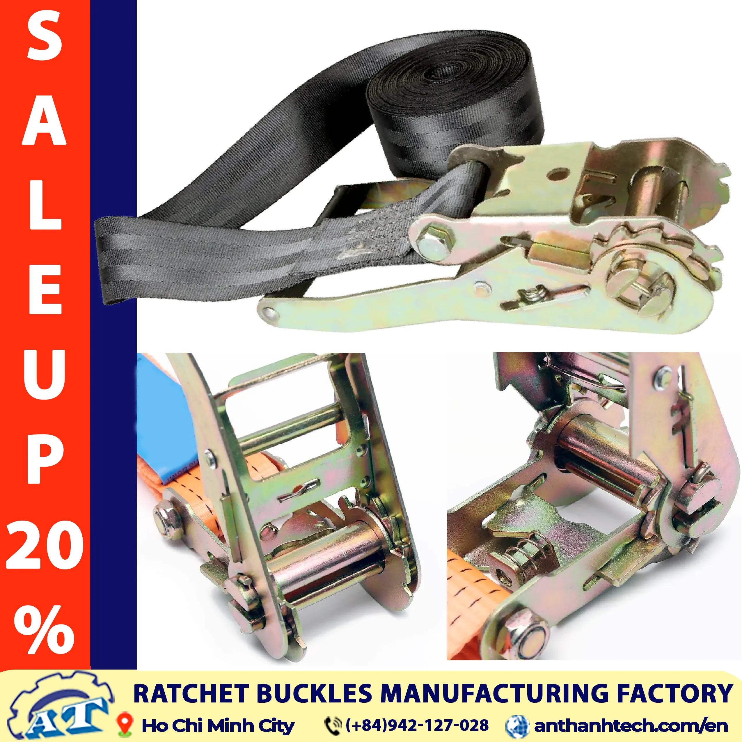 2 inch ratchet buckle 6613 lbs in a tie-down setup