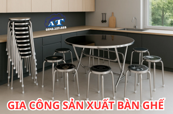 Bàn ăn inox tròn 201 Bàn ăn inox tròn 201