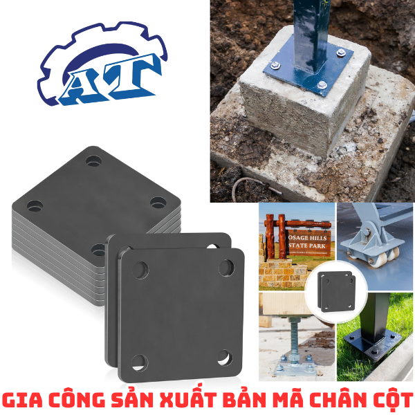 Bản mã chân cột tròn trong công trình cầu đường. Bản mã chân cột tròn trong công trình cầu đường.
