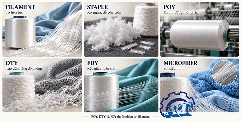 Các dạng sợi polyester phổ biến trong sản xuất
