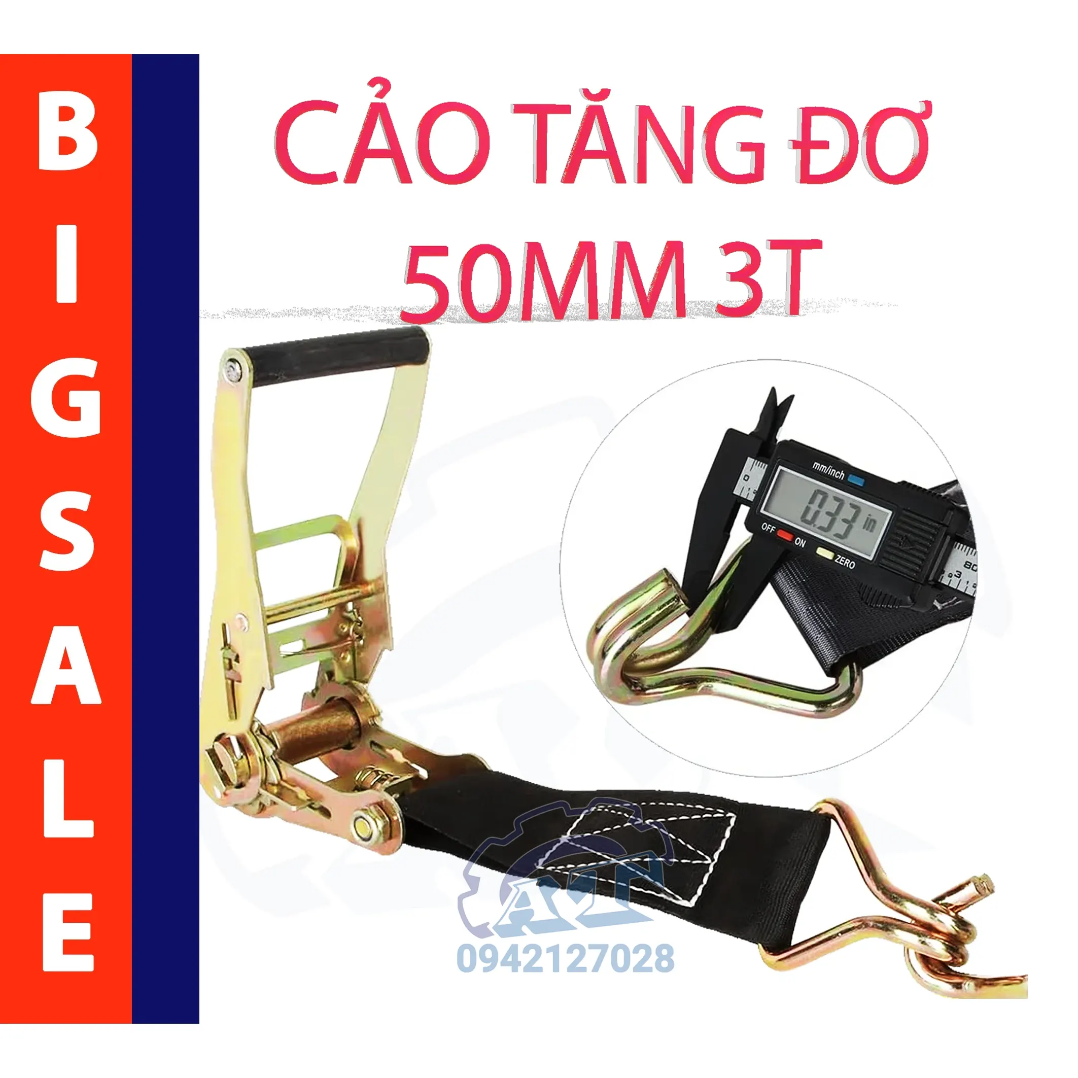 dây tăng đơ 50mm Bản 25mm (1 inch): Chịu tải từ 300kg - 800kg