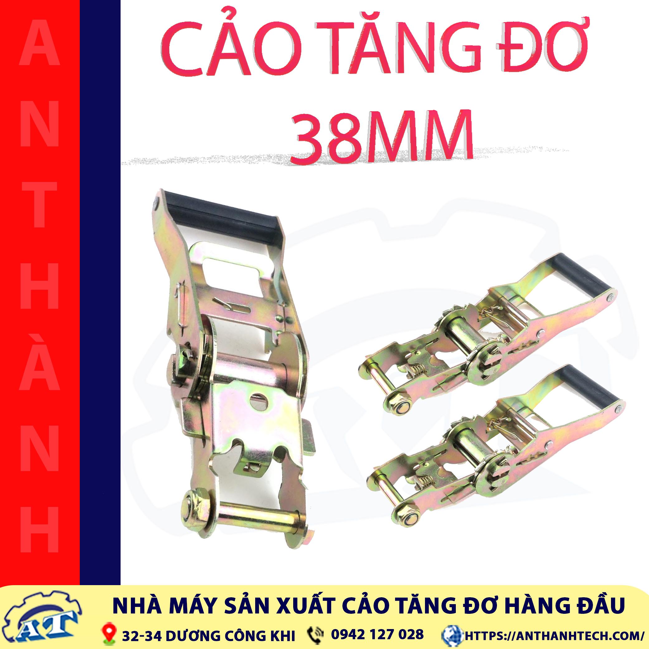 Cảo tăng đơ 38mm An Thành cố định hàng hóa trên xe tải Cảo tăng đơ 38mm An Thành cố định hàng hóa trên xe tải
