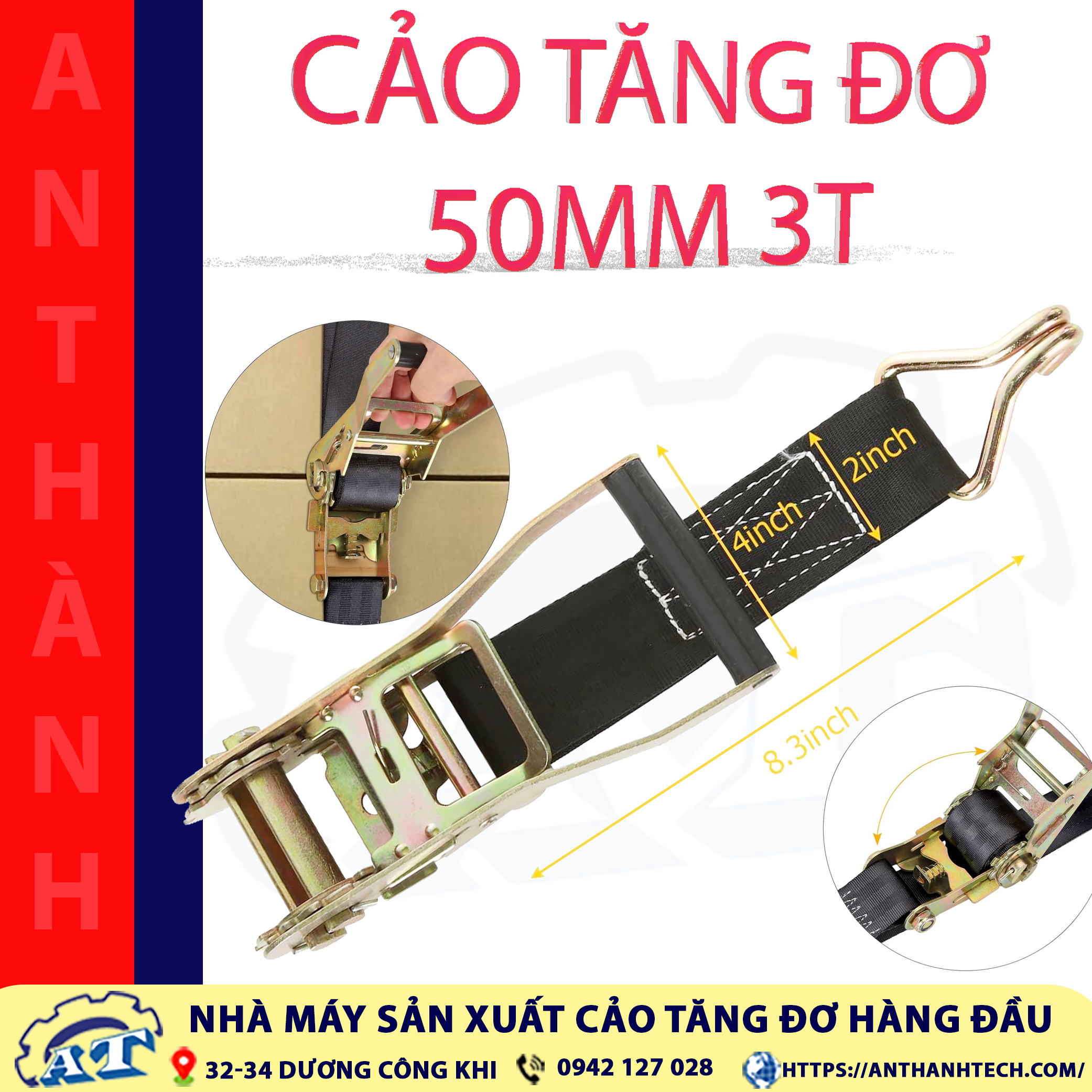 Cảo tăng đơ 50mm 3 tấn cách lựa dây phù hợp. Cảo tăng đơ 50mm 3 tấn cách lựa dây phù hợp.