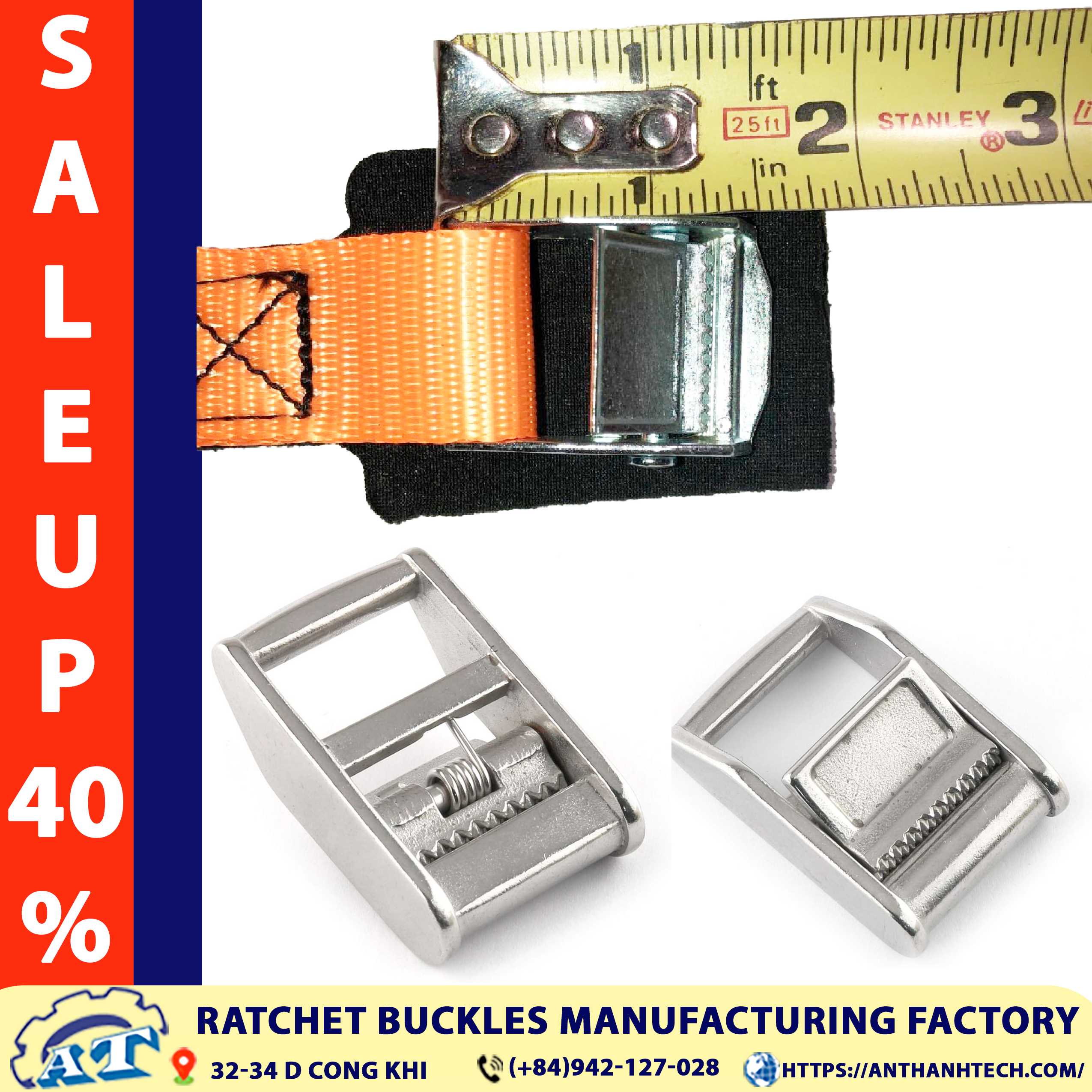 Close up of the 1 inch cam buckle 551 lbs’ sturdy build. Close up of the 1 inch cam buckle 551 lbs’ sturdy build.