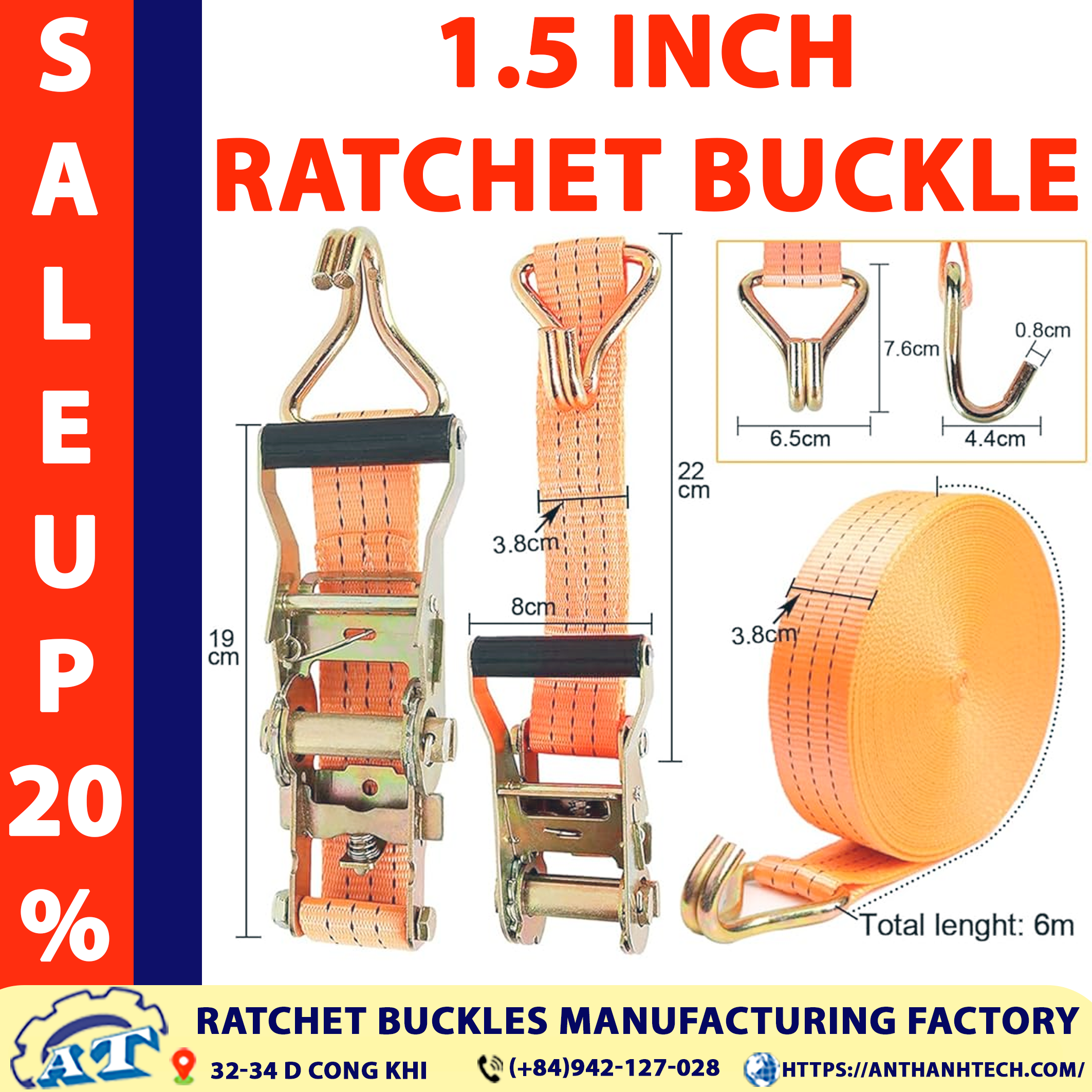 Close-up of the 1.5-inch ratchet buckle’s sturdy build Close-up of the 1.5-inch ratchet buckle’s sturdy build