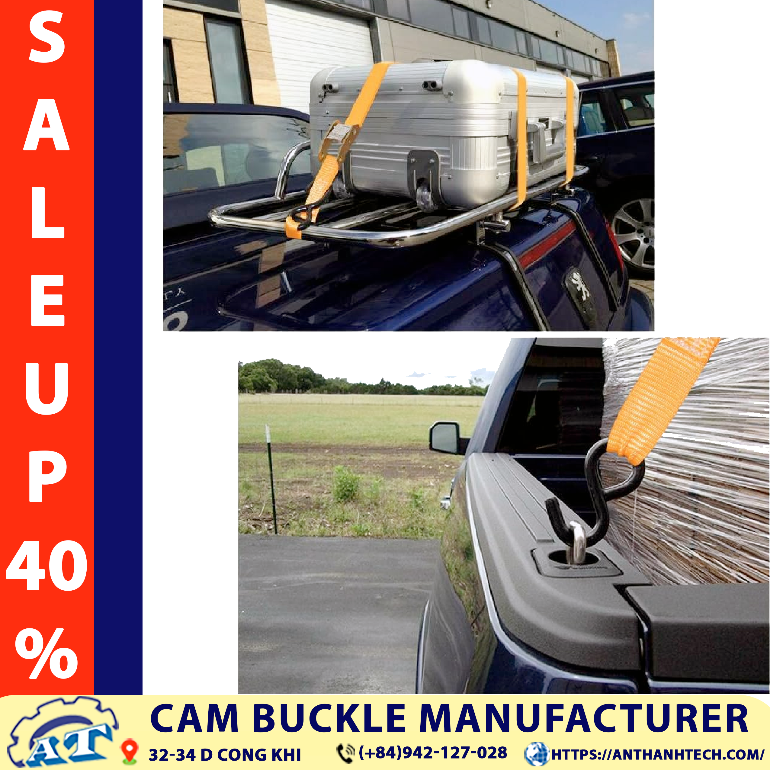 Close up of the cam buckle’s sturdy construction. Close up of the cam buckle’s sturdy construction.