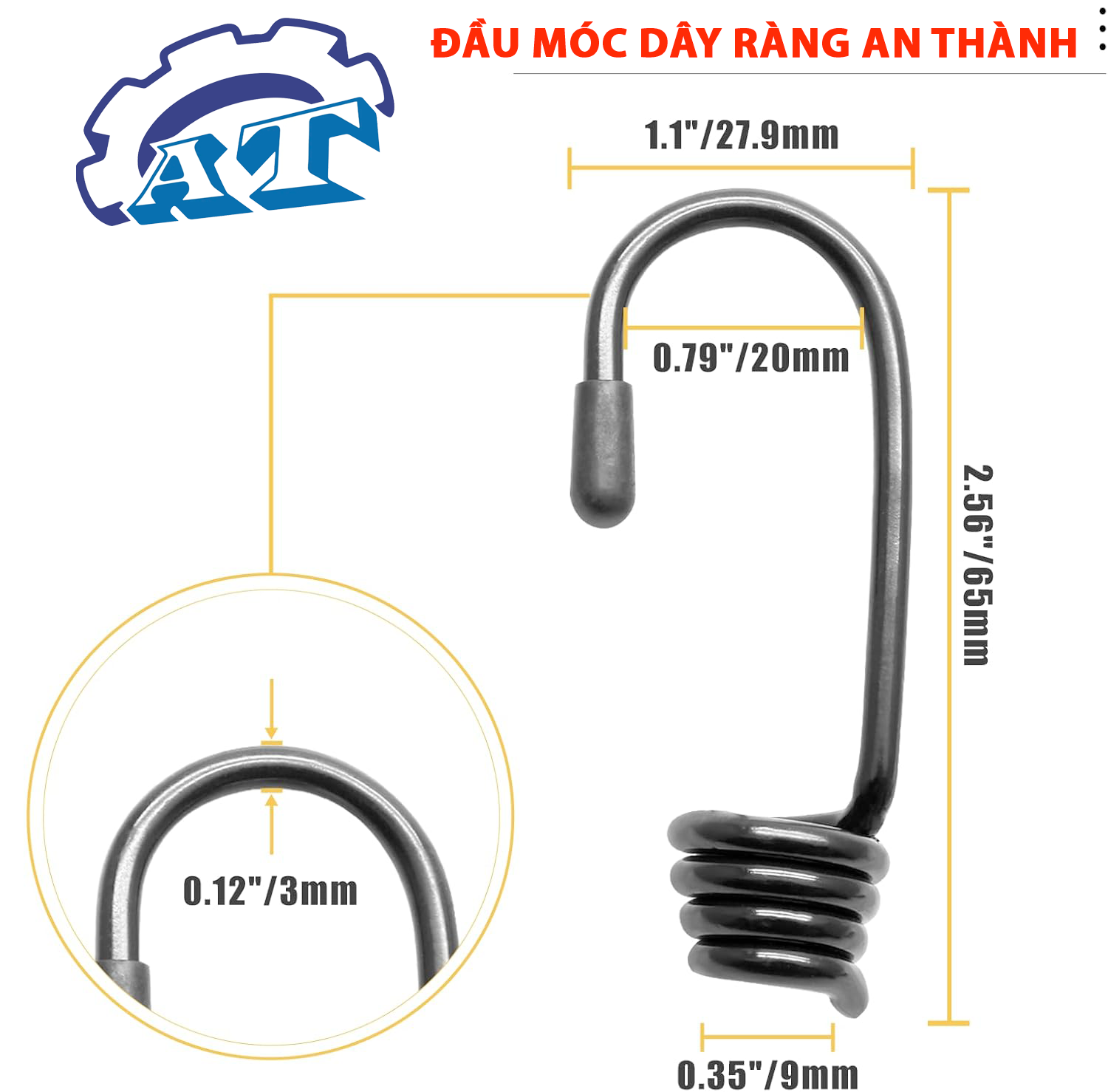 Đầu móc dây ràng 3mm – Kích thước chuẩn từ An Thành  Đầu móc dây ràng 3mm – Kích thước chuẩn từ An Thành