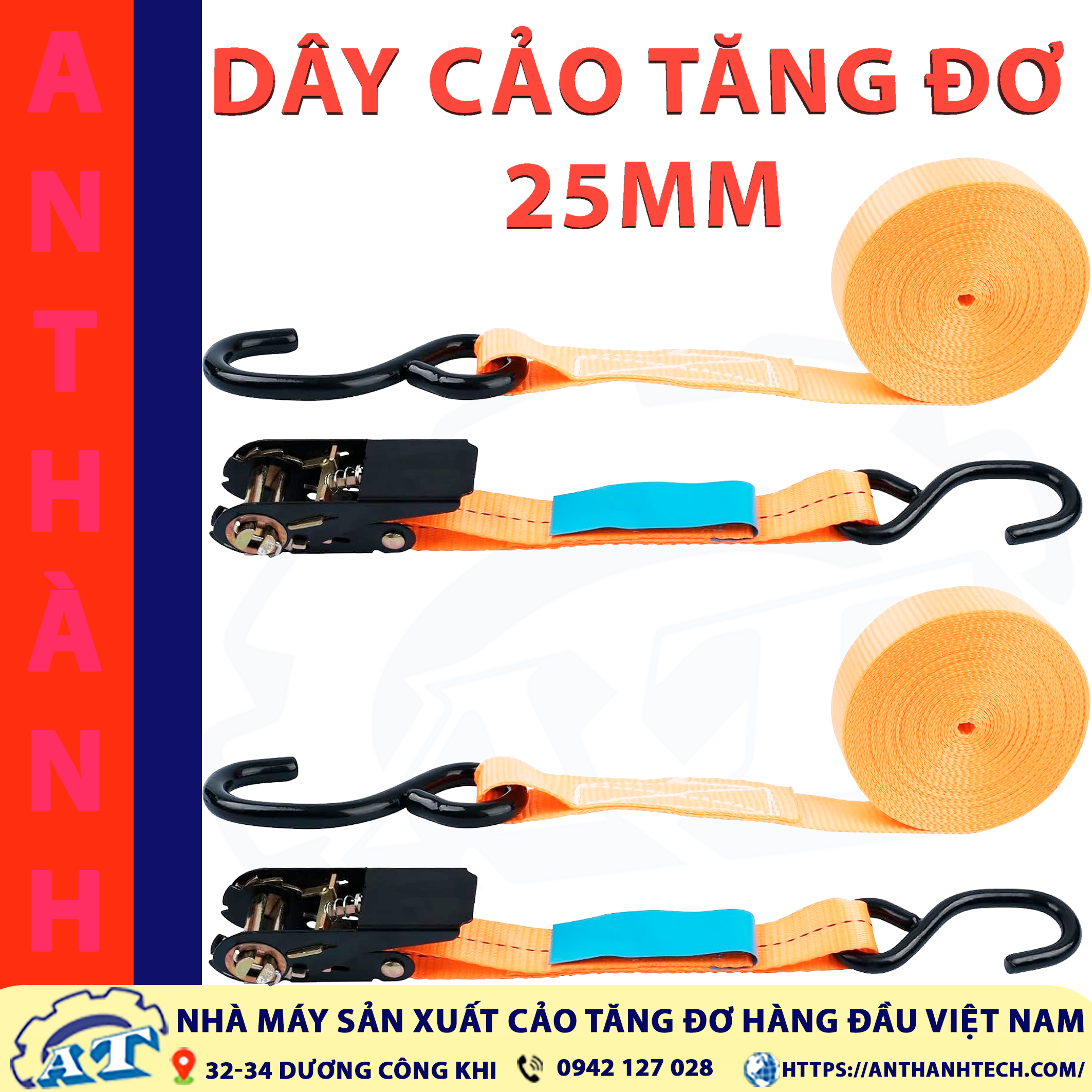 Dây cảo tăng đơ 25mm 800kg An Thành. Dây cảo tăng đơ 25mm 800kg An Thành.