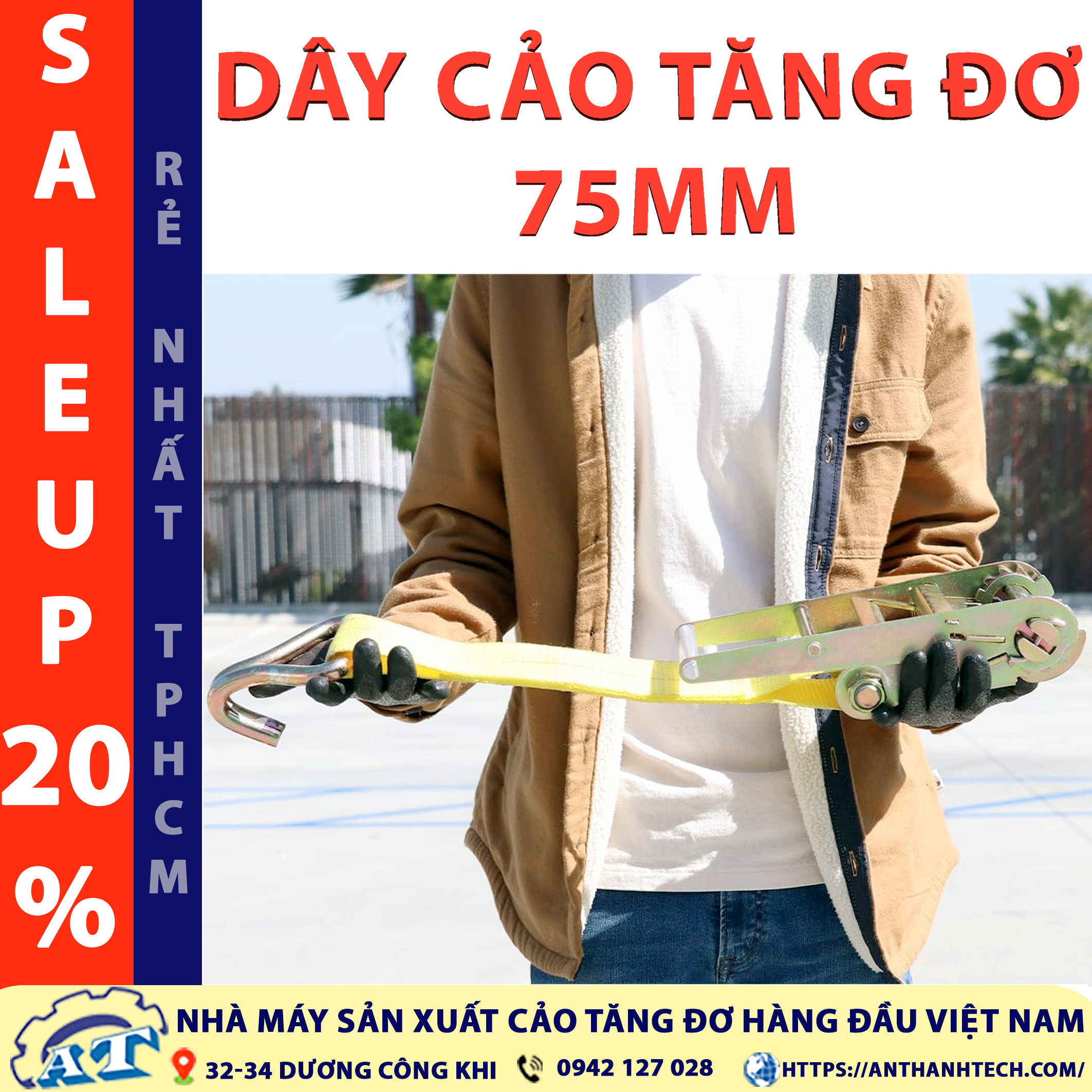 Dây cảo tăng đơ 75mm An Thành cố định hàng hóa trên container Dây cảo tăng đơ 75mm An Thành cố định hàng hóa trên container