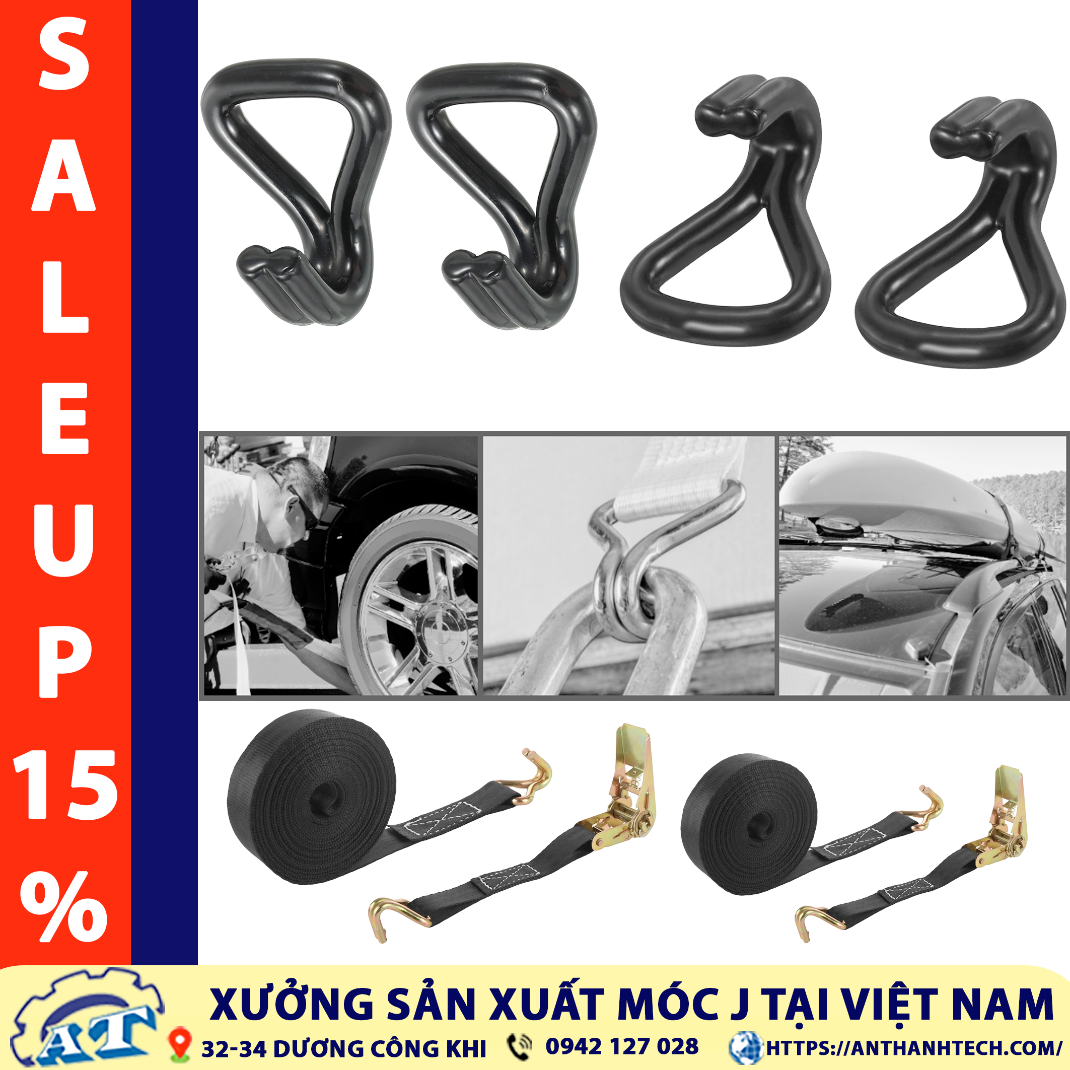 Móc J 25mm phụ kiện không thể thiếu của dây chằng hàng tăng đơ 25mm Móc J 25mm phụ kiện không thể thiếu của dây chằng hàng tăng đơ 25mm