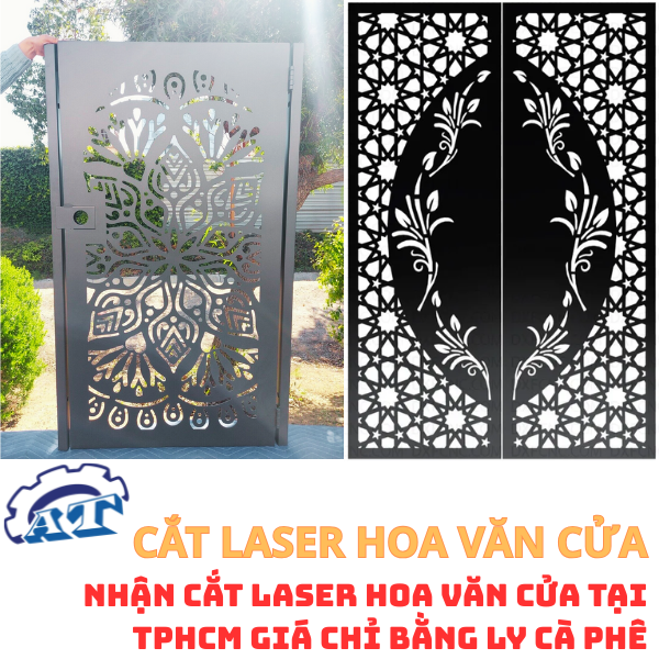 Hoa văn cửa sắt được cắt laser tinh xảo. Hoa văn cửa sắt được cắt laser tinh xảo.
