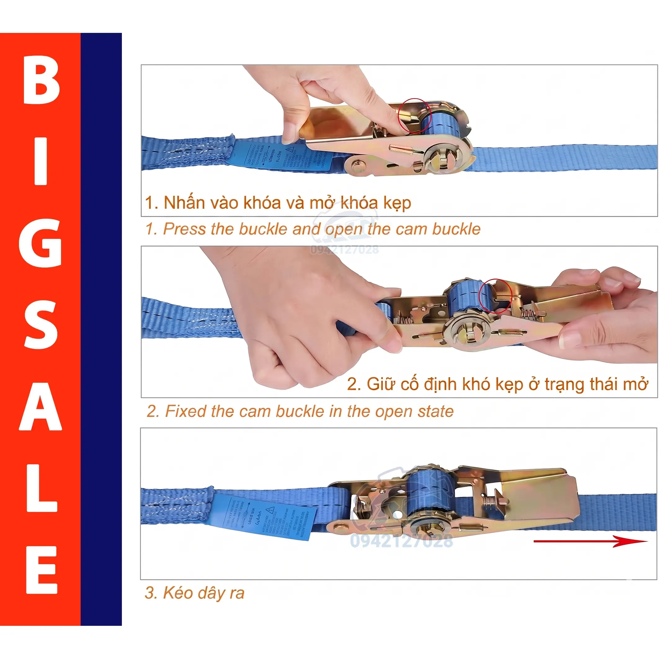 cách sử dụng buộc hàng tăng đơ 25mm