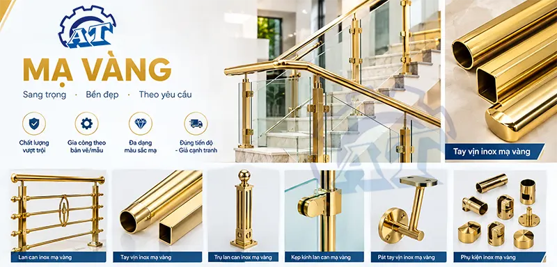 nhận gia công inox mạ vàng PVD trọn gói