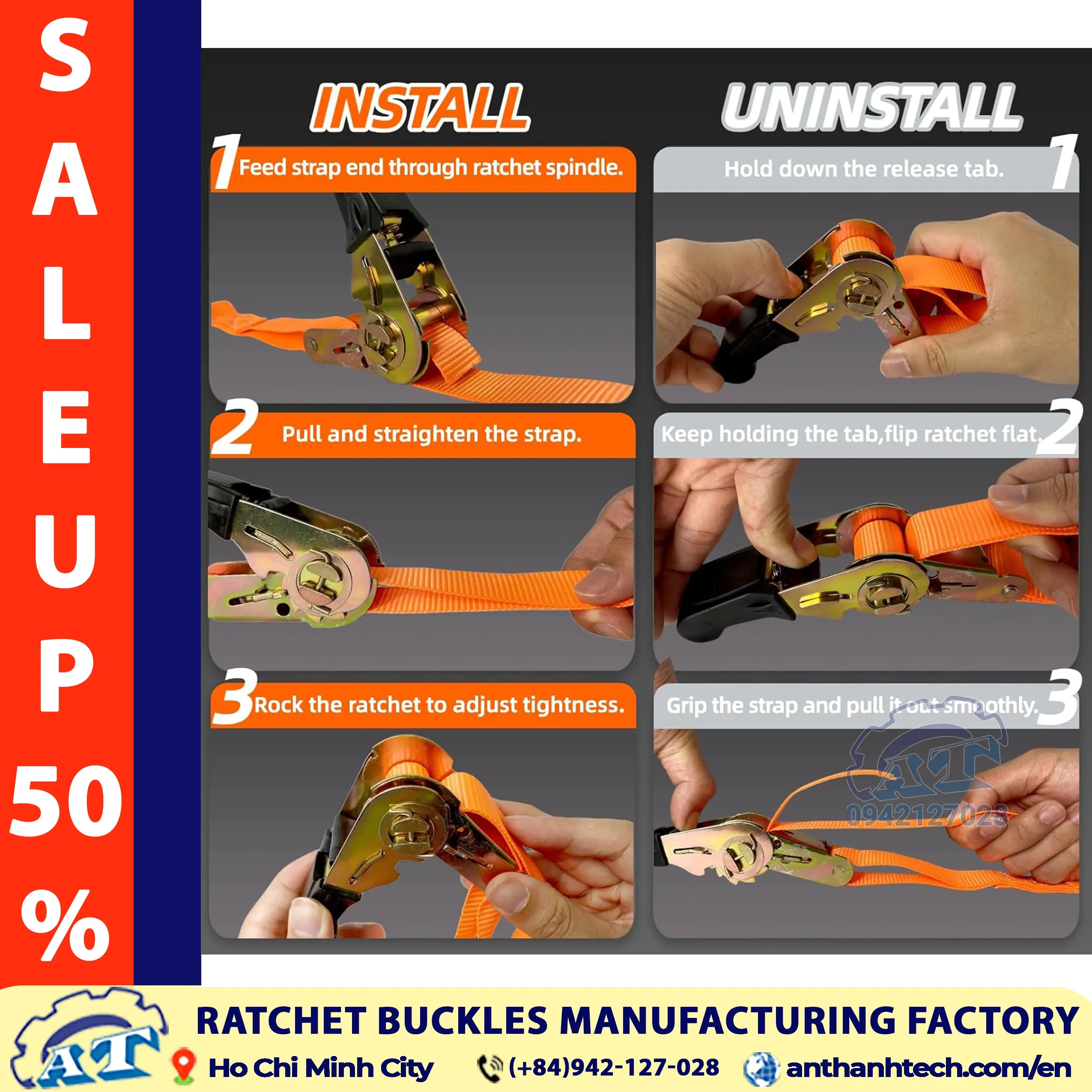 1-inch ratchet tie down straps securing cargo globally