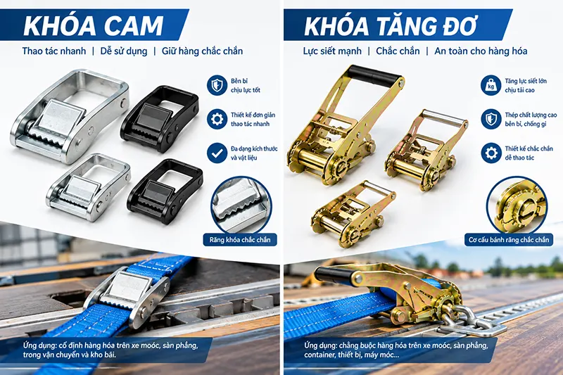 Khóa tăng đơ vs khóa cam
