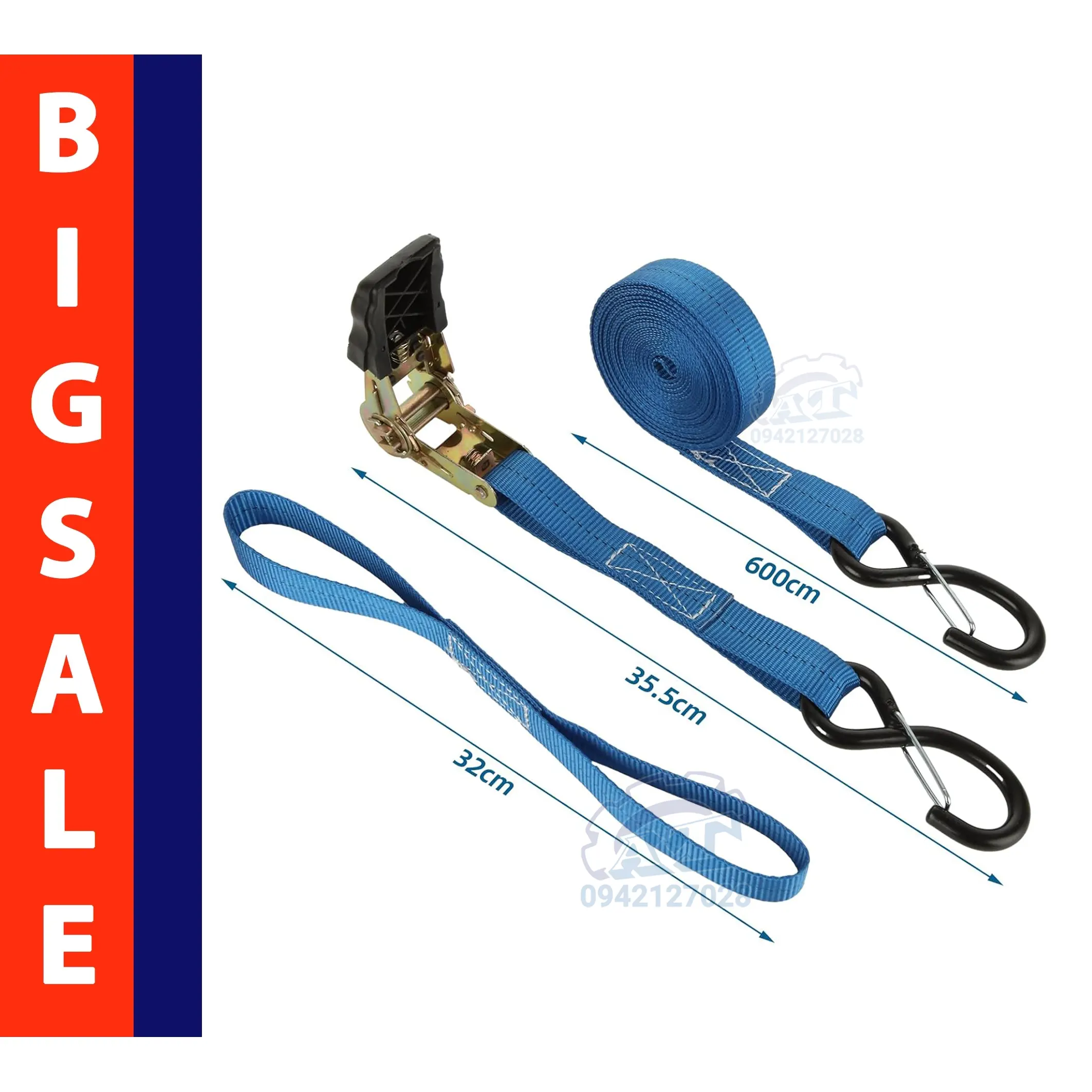 Cấu tạo dây chằng hàng tăng đơ 25mm màu xanh dương