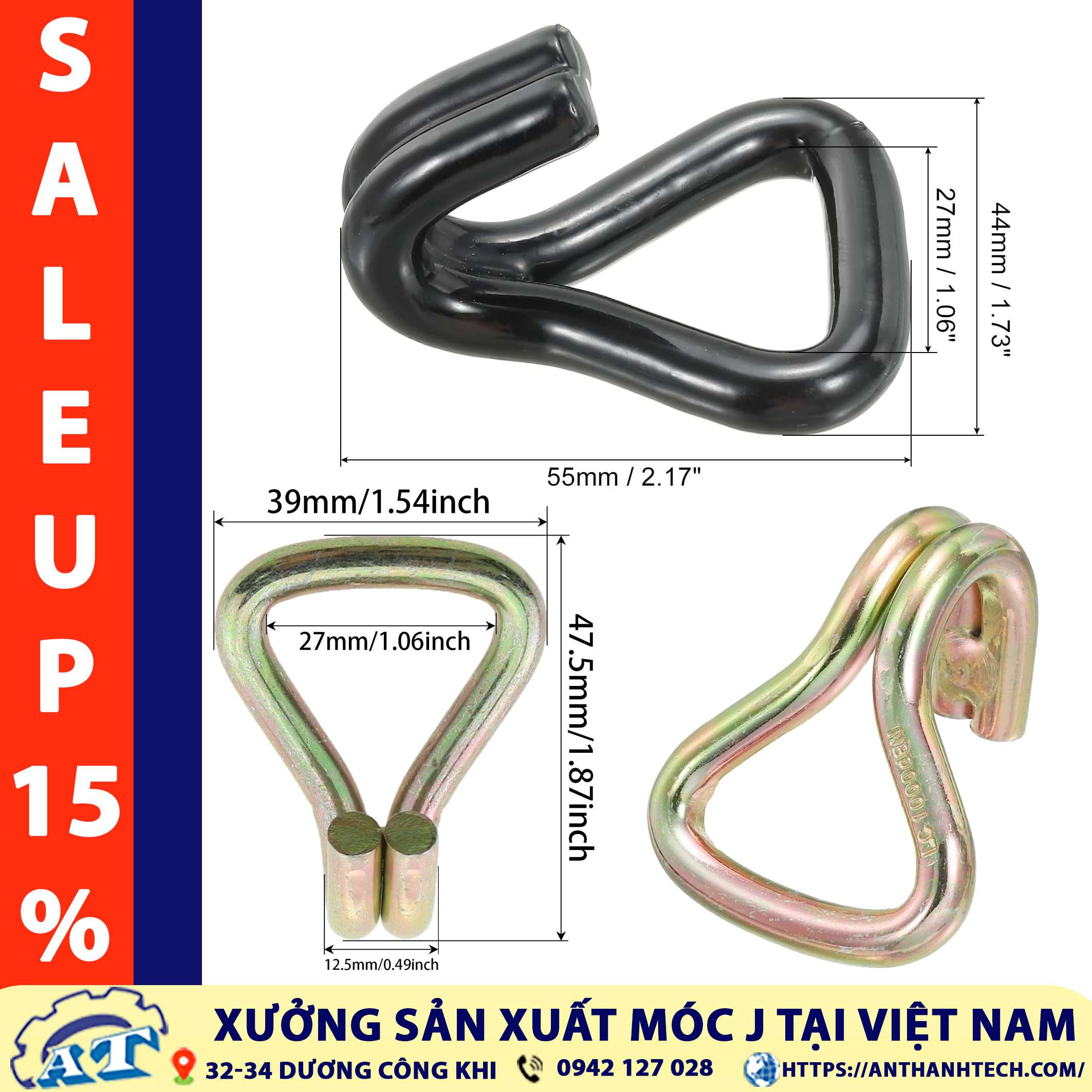 Kích thước móc J 25mm. Kích thước móc J 25mm.