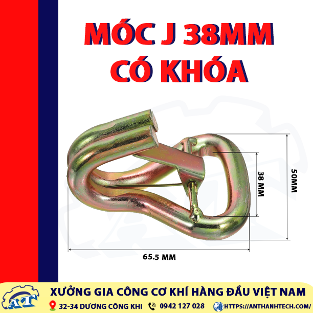 Kích thước móc J 38mm có chốt khóa Kích thước móc J 38mm có chốt khóa