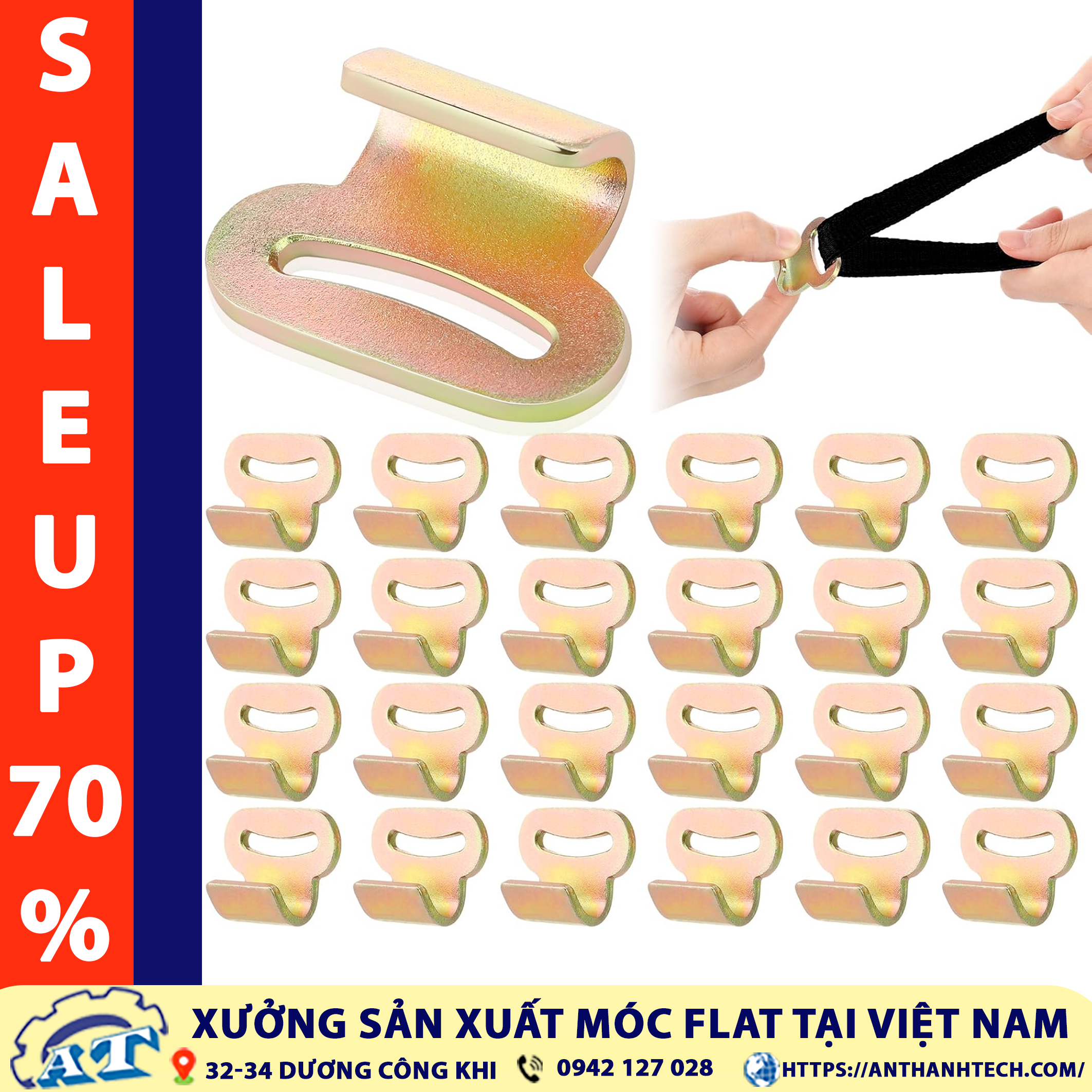 Móc Flat 25mm Bản Thường. Móc Flat 25mm Bản Thường.