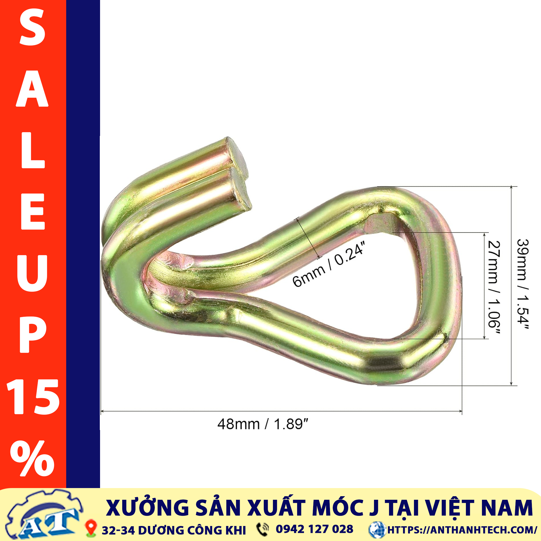 Móc j 25mm 1 inch j hook Móc j 25mm 1 inch j hook