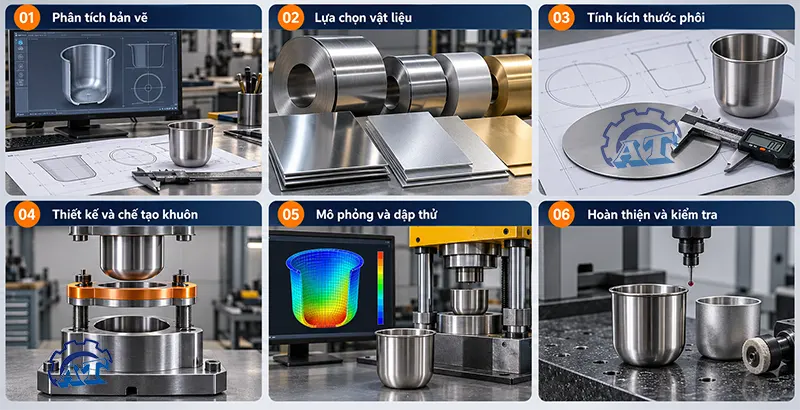 các bước vuốt dập tạo hình sản phẩm