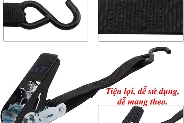 Dây Chằng Hàng Tăng Đơ Cảo Đen 25mm