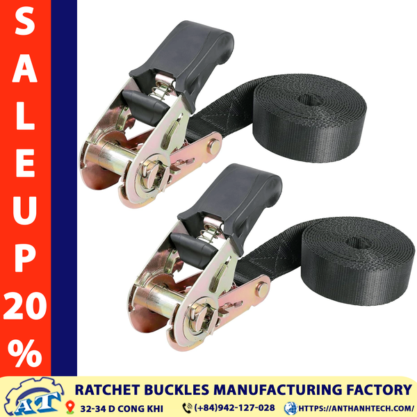 1" Ratchet Buckle with Black Rubber Handle | An Thanh