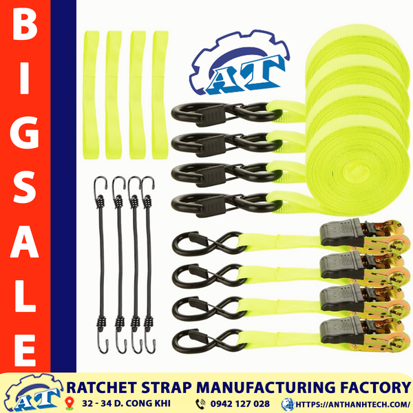 Ratchet Tie Down Straps 1 Inch with Plastic Handle | An Thanh