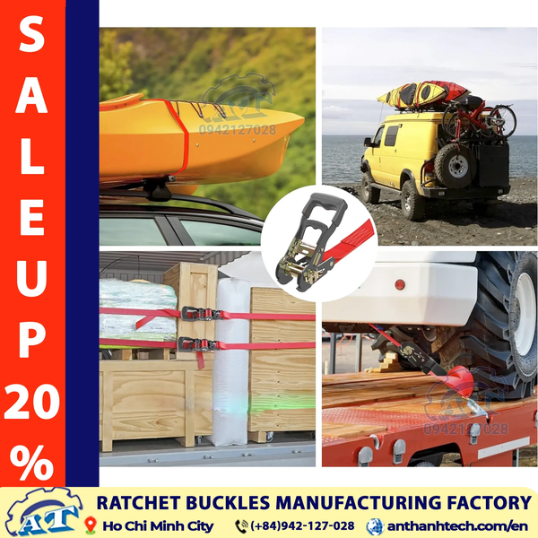 1.5-Inch (38mm) Rubber Handle Ratchet Buckle: Ergonomic Cargo Security