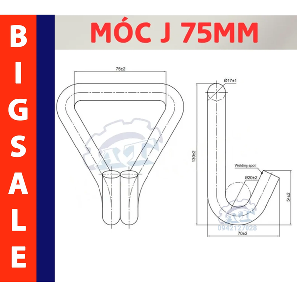 Móc J 75mm 10 Tấn