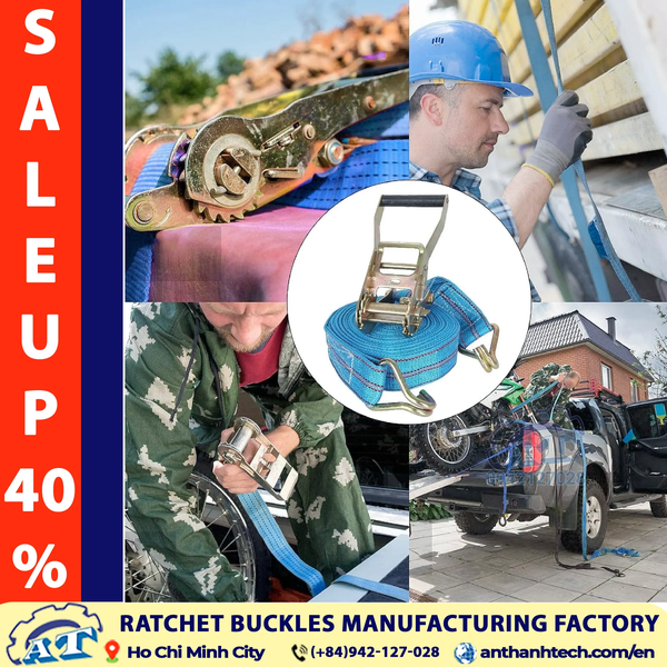 2 Inch Ratchet Tie Down Straps - 3 Ton Capacity | An Thanh