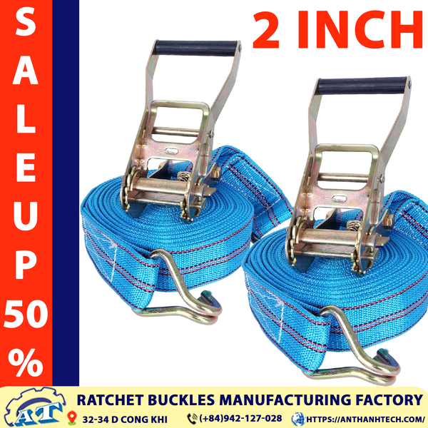 2 Inch Ratchet Tie Down Straps - 3 Ton Capacity | An Thanh