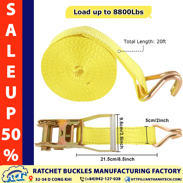 2 Inch Ratchet Tie Down Straps - 5 Ton Capacity | An Thanh