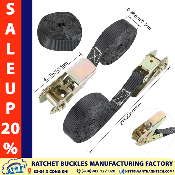 1 Inch Black Metal Ratchet Buckle | An Thanh